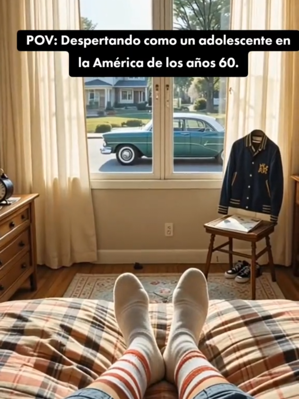 A post by @cuentosinfantiles2207 on TikTok caption: POV: Waking Up as a Teenager in 1960s America #aiart #historytok #history #vintage #MaestriDelPov #mistery #truestory #story #history #Film #Ai #learnontiktok 