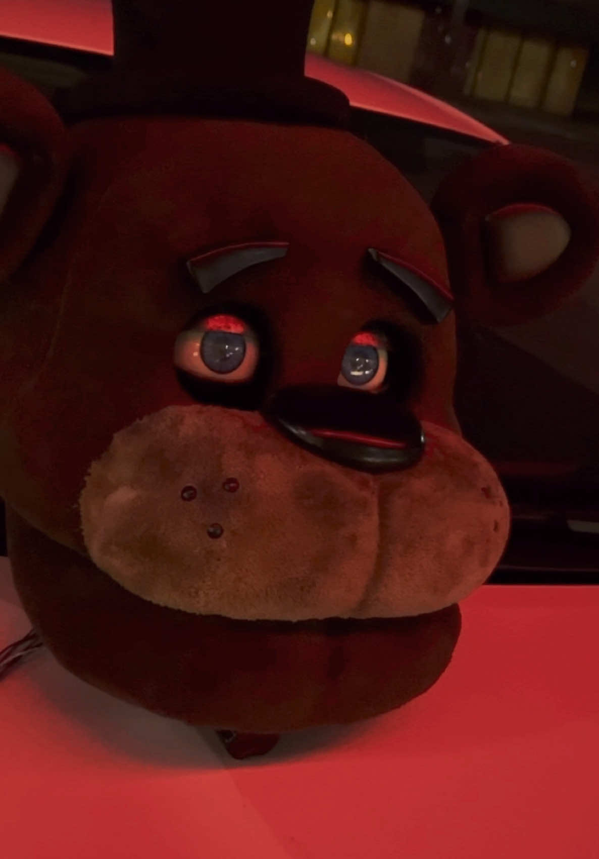 A post by @daregularsauce on TikTok caption: Freddy Fazbear meets his long lost ancestors at last…  (We passed by a Chuck e Cheese’s with animatronics on a road trip lol)  #fnaf #chuckecheese #animatronic #animatronic #fnafmovie #freddyfazbear 