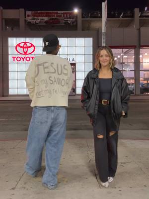 A post by @joshandsav on TikTok caption: interview guy taking his baby gurl to the lakers game tonight 💜🏀