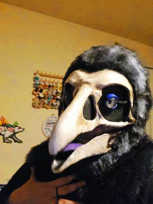 A post by @roari_maru on TikTok caption: This was so random but for the sake of a chuckle. I give you guys the finished head. His name is Lute. #dndoccosplay #fursuit #dndtiktok 