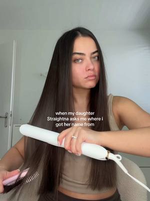 A post by @gjuanita on TikTok caption: she can be such a silly girl sometimes... #hairtok #straightener #longhair #healthyhair