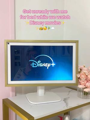 A post by @emilyyyroses on TikTok caption: A dreamy night with Disney movies✨☁️👑 #disneytiktok #disneyprincesses #disneyplus #getunreadywithme #fyp 