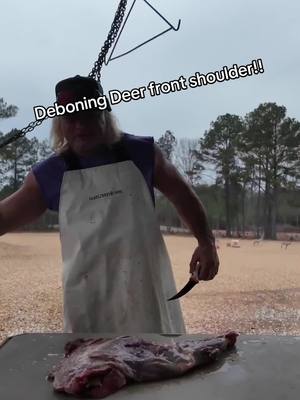 A post by @stalekracker on TikTok caption: Come along as I show you the full in depth process of deboning a deer front shoulder!! #deer #deerskinning #louisiana #cajun #lousianafood 