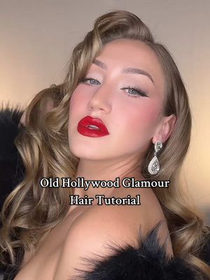 A post by @katiefarhood on TikTok caption: Replying to @Aimee La Joie here’s the hair tutorial for my attempt at Old Hollywood looking hair 🌹 #hairtutorial #oldhollywoodglamour #oldhollywoodglam #oldhollywoodhair #makeupartist 