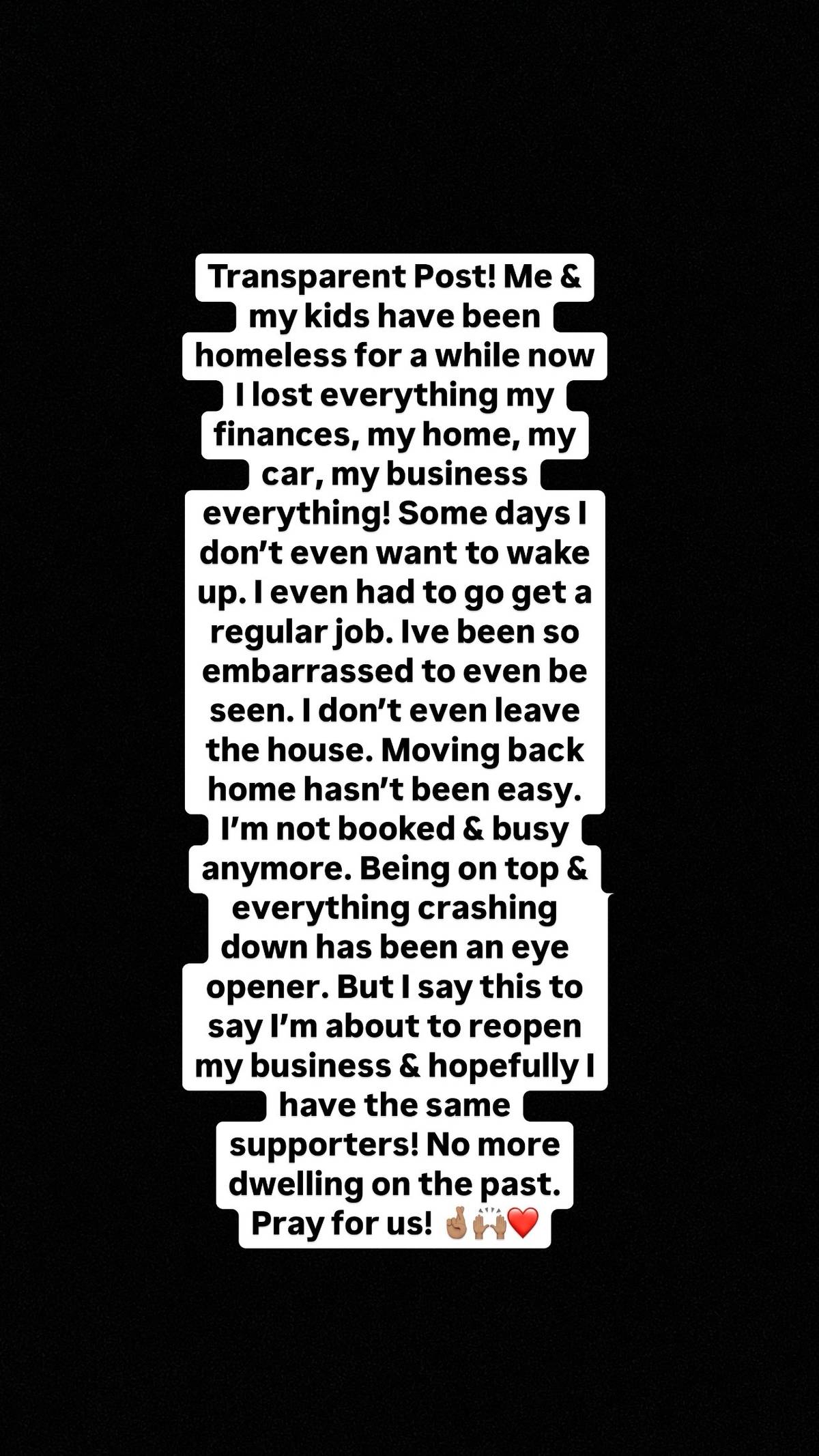 A post by @imaslayyobae17 on TikTok caption: I’ve lost everything. All I can do Is pray. Pray for us! 