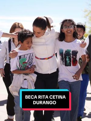 A post by @claudiasheinbaum on TikTok caption: Todas y todos los adolescentes de secundarias públicas tendrán la beca Rita Cetina. Queremos que lleguen en igualdad de circunstancias a la escuela y que puedan cumplir sus sueños. #fyp #Durango #claudiasheinbaum 