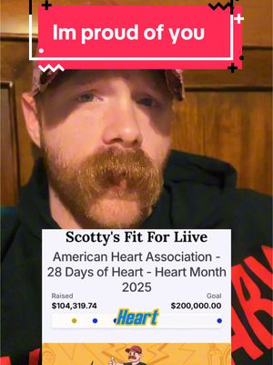 A post by @scotty.k.fitness on TikTok caption: You are all amazing ❤️ you saved so many lives #heart #association #Love #charity #100k #insane #charity #proud #incredible #finally #sleep #thankyou #thankful #blessed #hope #heartattack #stroke 