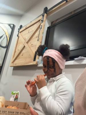 A post by @kingunyque on TikTok caption: Yes I picked her up from school just to eat with her 😂😂😂 #hbku #fy #fyp #anniedate #annie #pizza #larosas 