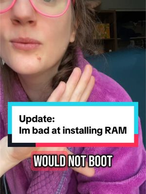 A post by @goojiepooj on TikTok caption: Ty @kristen.spang for the RAM and wipes 💕 look you guys it works #ram #memory #computer #hardware 