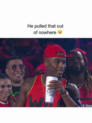 A post by @wildnout on TikTok caption: His secret weapon 🤣 #WildNOut #gotdamned #dcyoungfly #hitmanholla ##laughing #jokes #laugh #funny #roast #roasted #lol