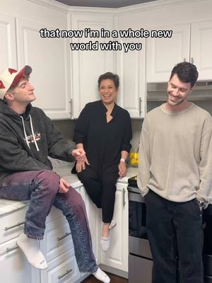A post by @anthony_gargiula on TikTok caption: of course we had to sing this with #LeaSalonga, the iconic voice of Princess Jasmine!! 💚 what a privilege!! @jonathantilkin🧞‍♂️ #sing #awholenewworld #aladdin #disney