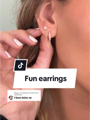 A post by @sydneyy_nicole on TikTok caption: Replying to @Chelsea A Little Bit the best 2 in 1 earring! #earrings #jewelry #pavoi #pavoijewelry #chainearrings #doubleearrings #doublepierced #piercings #funjewelry 