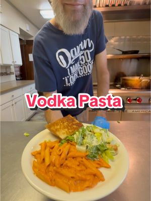 A post by @oldscoolkevmo on TikTok caption: Vodka Pasta #oldscoolkevmo #sororitychef #piphichef #nevadawolfpack #myway #pasta #unr #nevada #vodkasauce 