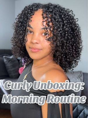 A post by @michixo__ on TikTok caption: Curly hair unboxing: morning curl routine 🫶🏽 #curlygirl #haircare #hair #routine #bonnet #naturalhair #washngo #maintenance 