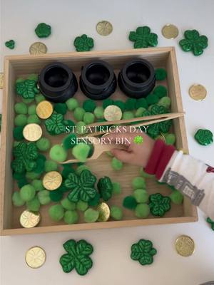 A post by @alexa.nicholee on TikTok caption: St Patrick’s Day Sensory Bin! 🍀💚 #stpatricksday #stpatricksdayactivities #preschoolavtivities #sensoryactivities #sensorybin #preschoolathome 