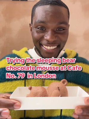 A post by @tyshonlawrence on TikTok caption: Replying to @autumn.cartier so I went to cafe No. 79 in London and got the chocolate mousse sleeping bear 