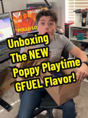 A post by @dannydorito23 on TikTok caption: Can’t wait to try this NEW Raspberry Apple flavor! 🔥 @G FUEL Energy #gfuel #unboxing #poppyplaytime #gaming 