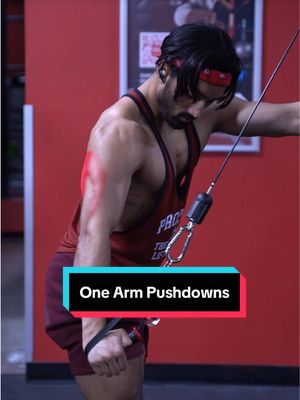 A post by @hazzytrainer on TikTok caption: 2 MUST DO Tricep Variations ⚠️ . Here are the 2 main one arm Tricep Variations that you want to master. 🔥 When performing One Arm Pushdowns with your Elbows Tucked In, this will emphasize your Lateral Head. ✅ However, when bringing your Elbows Out, this will shift the emphasis to your Long Head. ✅ Using a Combination of both will be killer in Building Horseshoe Triceps. 💪🏽 . #triceps #arms #armworkout 