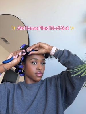 A post by @itstiatamara on TikTok caption: first time trying a flexi rod set at home ✨ #flexirods #flexirodset #protectivestyles #curlyhairstyles 