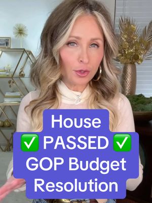 A post by @lisaremillard on TikTok caption: #republican #taxcuts #presidenttrump House has narrowly passed the budget resolution which will unlock the process to passing Trump’s sweeping agenda 