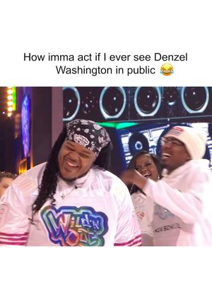 A post by @wildnout on TikTok caption: He was starstruck 🤣 #WildNOut #sofly #nickcannon #denzelwashington #cking #nore  #laughing #jokes #laugh #funny #impressions ##lol