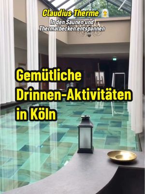 A post by @mitvergnuegenkoeln on TikTok caption: Es wird zwar wärmer draußen aber so richtig gut ist das Wetter leider immer noch nicht. 🌧️ Deswegen zeigen wir euch ein paar gemütliche Indoor-Aktivitäten. Wo macht ihr es euch gern drinnen gemütlich? 😌 📍Layers: Eigelstein 133, 50668 Köln 📍Claudius Therme: Sachsenbergstraße 1, 50679 Köln 📍Café Franck: Eichendorffstraße 30, 50825 Köln 📍Perlenreich: Goltsteinstraße 34, 50968 Köln 📍Nobiko: Josephskirchstraße 25, 51103 Köln 📍Museum Ludwig: Heinrich-Böll-Platz, 50667 Köln 📍Siebter Himmel: Brüsseler Straße 65 & 67, 50672 Köln 📍Schauspiel Köln: Schanzenstraße 6-20, 51063 Köln #köln #cologne #wellness #keramik #drinnenaktivitäten #regen 