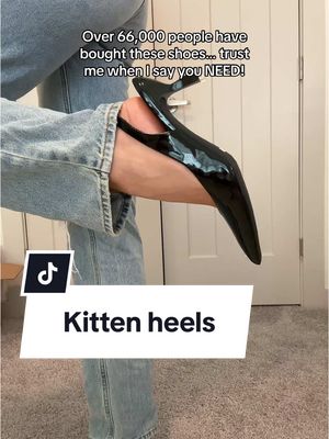 A post by @sydneyy_nicole on TikTok caption: & they’re COMFYYY #heels #pointedshoes #pointyheels #classystyle #casualoutfits #jeanswithheels #heels #kittenheels 