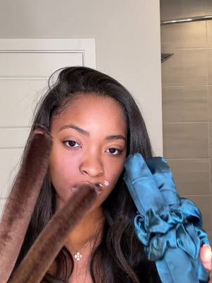 A post by @xoalyria on TikTok caption: Heatless curls for the win🫶🏾 Posting the results in my next video #fyp #heatlesscurls #flexirods #overnightcurls #quickweave #flipoverquickweave 