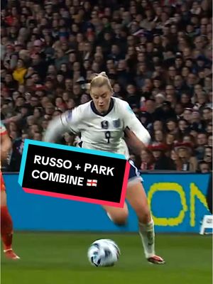 A post by @england on TikTok caption: That build up play 🔥 The Russo run ⚡️ Finished by Jess Park 🎯 #england #Lionesses #EnglandvsSpain #UWNL 