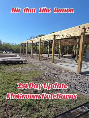 A post by @floydfonck on TikTok caption: First full day on this pole barn project. #fyp #fypシ #fypシ゚viral #fypage #foryoupage #tiktok #foryourpage #trending #trend #viralvideo #viraltiktok #DIY #fy #fyppppppppppppppppppppppp #foryoupageofficiall #fyppp #for #you #Like #Love #follow #construction #constructionlife #Florida #floridacheck #usa  #diyproject #usa_tiktok #barn #polebarn #flogrownpolebarns 