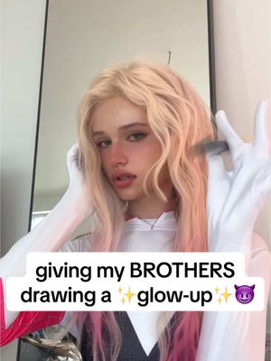 A post by @juliagisella on TikTok caption: i gave my brother’s drawing a ✨glow up✨😈 @Ben before or after? 😊#art #drawing #zendaya #Siblings 