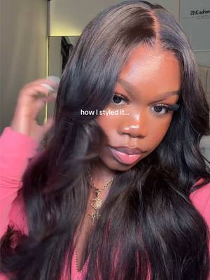 A post by @ebonyrosaa on TikTok caption: @hermosahair 8x5 lace face curtain bangs body wave wig #curtainbangs #hermosahairwig #bodywavewig 