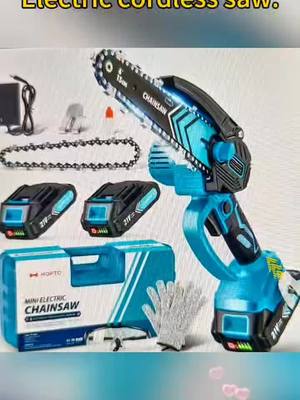 A post by @user7629610158657 on TikTok caption: HOPTO 6-lnch mini chainsaw wit ,2batteries portable electric cordelss saw #wood cutting trimming gardening gamping #Seniors friendly #TikTokShop 