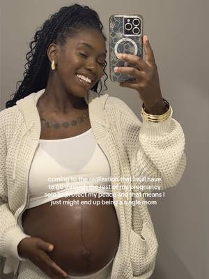 A post by @sheisjayeli on TikTok caption: I would have never thought in a million years that this how my pregnancy would end up going. The reality is shit gets real when your expecting and some men crack under that pressure.  Preparing to be a single mom looks like prioritizing your happiness so your child can have a healthy mom.  I’m not bitter, angry or looking for sympathy because I trust God every step of the way.  #singlemom #expectingmom #MentalHealth #priorities #parenthood #pregnancyjourney #momtobe #fyp 