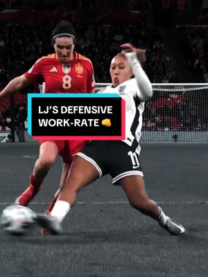 A post by @england on TikTok caption: LJ’s defensive work-rate 💯🔥 #england #Lionesses #EnglandvsSpain #UWNL #laurenjames @Lauren James 