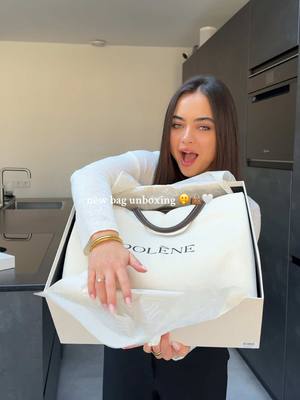 A post by @gjuanita on TikTok caption: am i dreaming this is the most gorgeous bag EVER 😩🤍 #unboxing #fashion #designerbag #bagunboxing #polenecyme #polenebagreview @polene_paris 