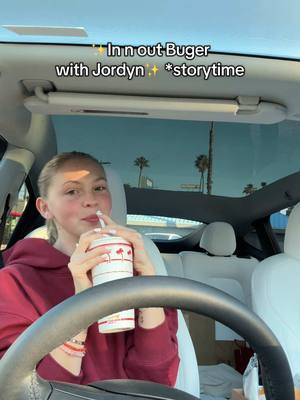 A post by @jordynjones on TikTok caption: storytime + in n out eat with me #innout #burger #dinner #fypシ 