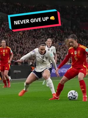A post by @england on TikTok caption: That never give up mentality 💪 Lucy Bronze 💪 #england #Lionesses #EnglandvsSpain #UWNL #lucybronze @Lucy Bronze 