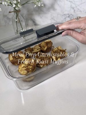 A post by @kellie_atkinson on TikTok caption: Meal prep uncrustables & french toast muffins 🍞🍓😋 Prepping and freezing sandwiches makes packing lunches so quick and easy! The crust is perfect for french toast muffins. 🥰  Combine  1 1/2 cups milk 4 eggs 1 tsp vanilla extract  1 tsp cinnamon  Pour on top of chopped crust in a muffin pan Bake at 350 degrees for 15-18 minutes. Freeze for up to 3 months or refrigerate for up to 3 days. Serve with syrup 🍁🤤 #mealprep #lunchboxideas #schoollunch #lunchboxideasforkids #lunchideas #momhack 