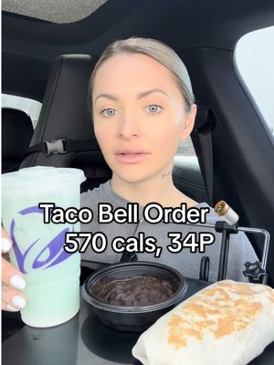 A post by @trainwithshay on TikTok caption: Taco Bell Order 🌯 570 cals, 34P