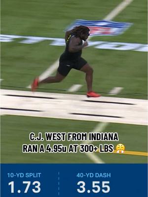 A post by @nfl on TikTok caption: impressive from the big guy 😮‍💨 #cjwest #indiana #hoosiers #nfl #nflcombine 