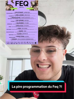 A post by @olisneak on TikTok caption: La programmation du FEQ 2025 … #feq #festival #chanteur #qc #olisneak 