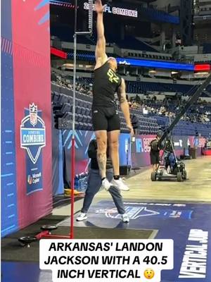 A post by @nfl on TikTok caption: putting the bunnies on display 🐰 #landonjackson #arkansas #razorbacks #nfl #nflcombine (via StaceyDales/X)