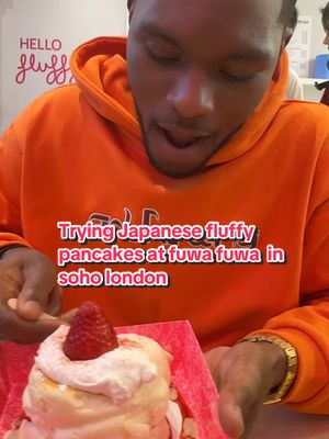 A post by @tyshonlawrence on TikTok caption: Replying to @Sarah Tsang trying Japanese fluffy pancakes at fuwa fuwa in soho London!! Where we going next??