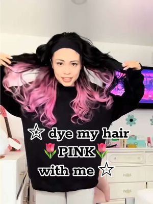 A post by @samanthayve on TikTok caption: PINK w black AHHH😎💘⭐️💐 #hairtok #pinkhair #hair #bangs 