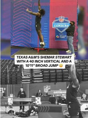 A post by @nfl on TikTok caption: defied gravity on these jumps 😅 #shemarstewart #texasam #aggies #nfl #nflcombine 