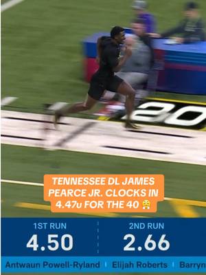 A post by @nfl on TikTok caption: the hoodie wasn't stopping him 😂 #jamespearcejr #tennessee #volunteers #nfl #nflcombine 