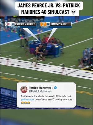 A post by @nfl on TikTok caption: "look away, Patrick!" 😭 #jamespearcejr #patrickmahomes #kansascity #chiefs #nflcombine #nfl 