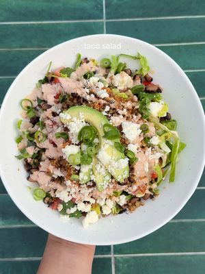 A post by @zoebarriesode on TikTok caption: taco salad! new menu out tomorrow! #dinner #cooking #recipes 