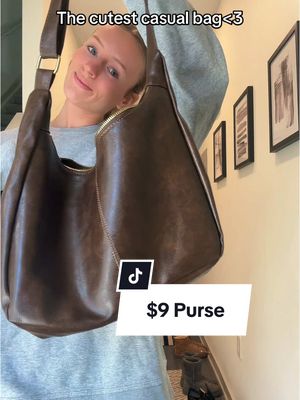 A post by @sydneyy_nicole on TikTok caption: And so cheap!! #bag #purse #pursetok #shoulderbag #slouchybag #casualoutfits #accessories #brownbags 